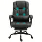 Vinsetto High Back Massage Office Chair with 6 Vibration Points, PU Leather Reclining Computer Chair, Ergonomic Office Chair with Footrest Adjustable Height and Remote, Black