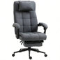Executive Linen - Feel Fabric Office Chair High Back Swivel Task Chair with Adjustable Height Upholstered Retractable Footrest, Headrest and Padded Armrest, Dark