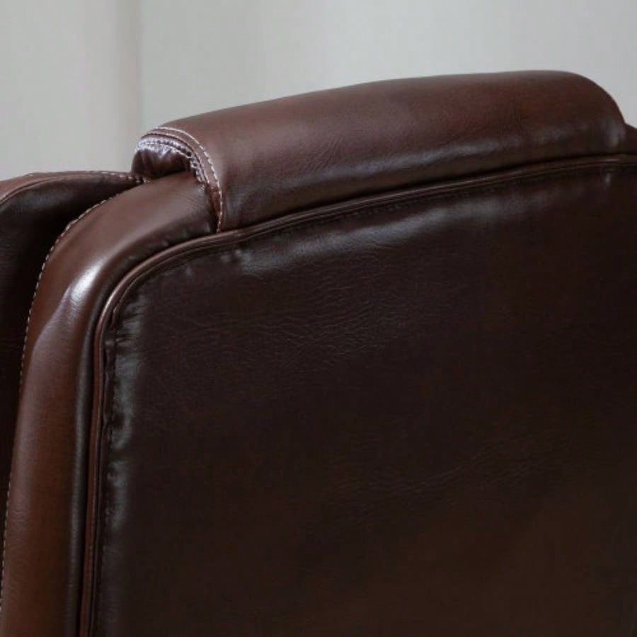 High Back Massage Office Chair with 6 - Point Vibration, 5 Modes, Executive Chair, PU Leather Swivel Chair with Reclining Back, and Retractable Footrest, Brown