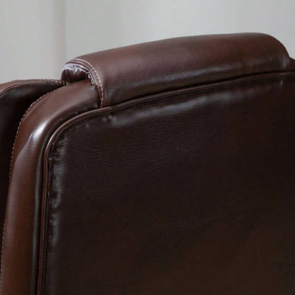 High Back Massage Office Chair with 6 - Point Vibration, 5 Modes, Executive Chair, PU Leather Swivel Chair with Reclining Back, and Retractable Footrest, Brown