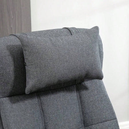 Executive Linen - Feel Fabric Office Chair High Back Swivel Task Chair with Adjustable Height Upholstered Retractable Footrest, Headrest and Padded Armrest, Dark
