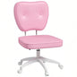 Vinsetto Cute Armless Office Chair, Small PU Leather Computer Desk Chair, Vanity Task Chair with Adjustable Height, Swivel Wheels, Mid Back, Pink