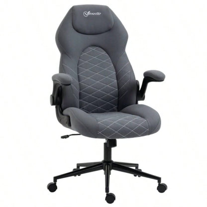 Vinsetto High Back Office Chair with Flip Up Armrests, Swivel Computer Chair with Adjustable Height and Tilt Function, Dark Gray