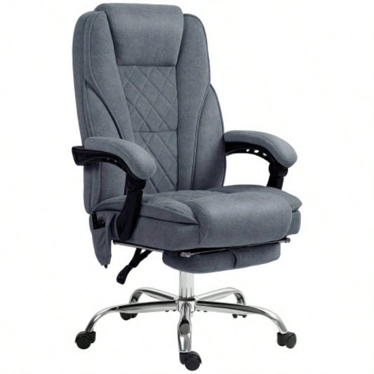 Vinsetto Massage Office Chair with Foot Rest, Executive Office Chair with 6 Vibration Point and Heat, Reclining Computer Chair, Swivel Desk Chair, Adjustable Height, Charcoal Gray