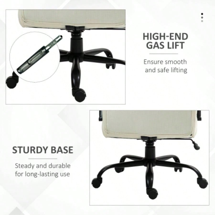 Vinsetto 500lbs Big and Tall Office Chair with Wide, Executive Computer Chair with Adjustable Height, Swivel Wheels and Linen, White