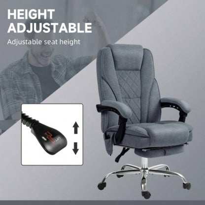 Vinsetto Massage Office Chair with Foot Rest, Executive Office Chair with 6 Vibration Point and Heat, Reclining Computer Chair, Swivel Desk Chair, Adjustable Height, Charcoal Gray