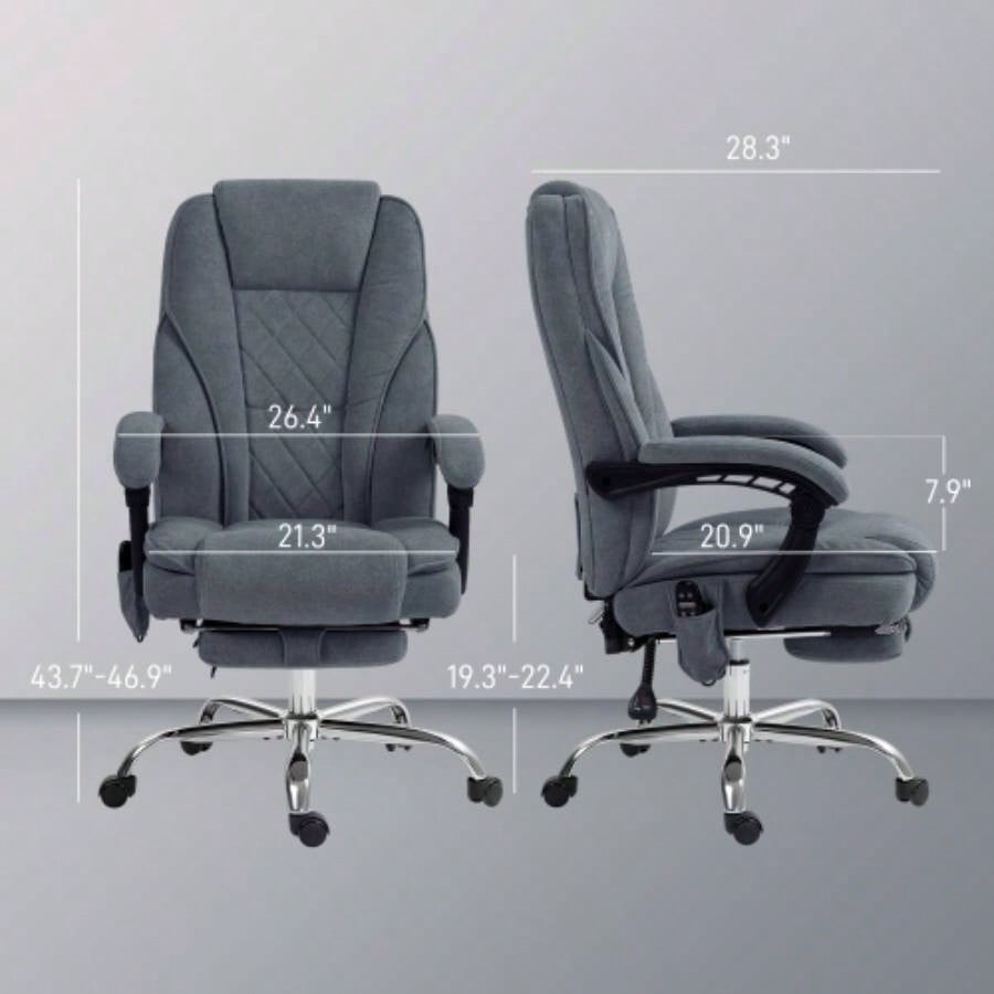 Vinsetto Massage Office Chair with Foot Rest, Executive Office Chair with 6 Vibration Point and Heat, Reclining Computer Chair, Swivel Desk Chair, Adjustable Height, Charcoal Gray
