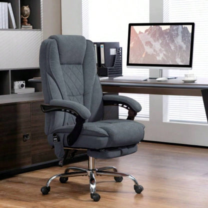 Vinsetto Massage Office Chair with Foot Rest, Executive Office Chair with 6 Vibration Point and Heat, Reclining Computer Chair, Swivel Desk Chair, Adjustable Height, Charcoal Gray