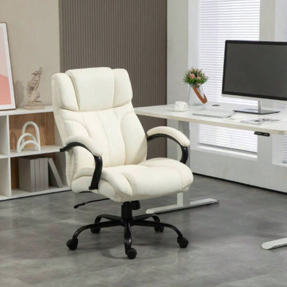 Vinsetto 500lbs Big and Tall Office Chair with Wide, Executive Computer Chair with Adjustable Height, Swivel Wheels and Linen, White
