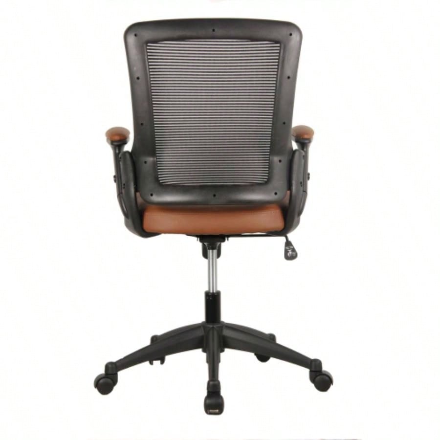 Techni Mobili Mid - Back Mesh Task Office Chair with Height Adjustable Arms, Brown