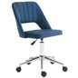 Modern Mid Back Office Chair with Velvet Fabric, Swivel Computer Armless Desk Chair with Hollow Back Design Home Office, Blue