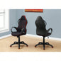 Office Chair, Gaming, Adjustable Height, Swivel, Ergonomic, Armrests, Computer Desk, Work, Black And Red Fabric, Black Metal, Contemporary, Modern