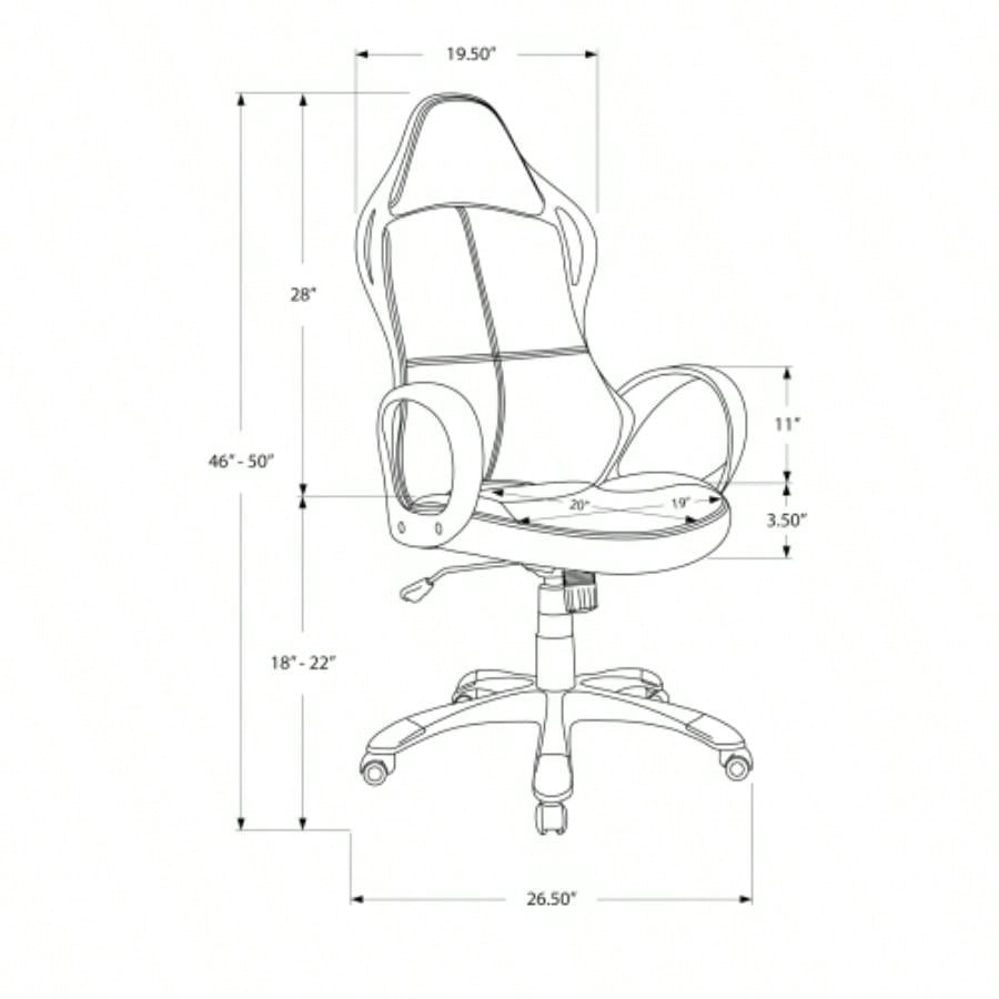 Office Chair, Gaming, Adjustable Height, Swivel, Ergonomic, Armrests, Computer Desk, Work, Black And Red Fabric, Black Metal, Contemporary, Modern