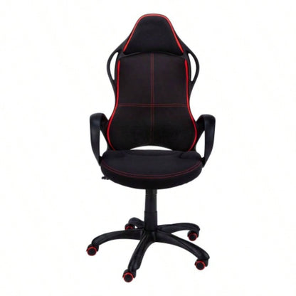 Office Chair, Gaming, Adjustable Height, Swivel, Ergonomic, Armrests, Computer Desk, Work, Black And Red Fabric, Black Metal, Contemporary, Modern