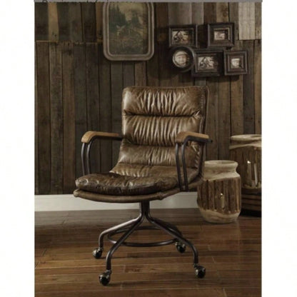 Harith Vintage Whiskey Top Grain Leather Office Chair