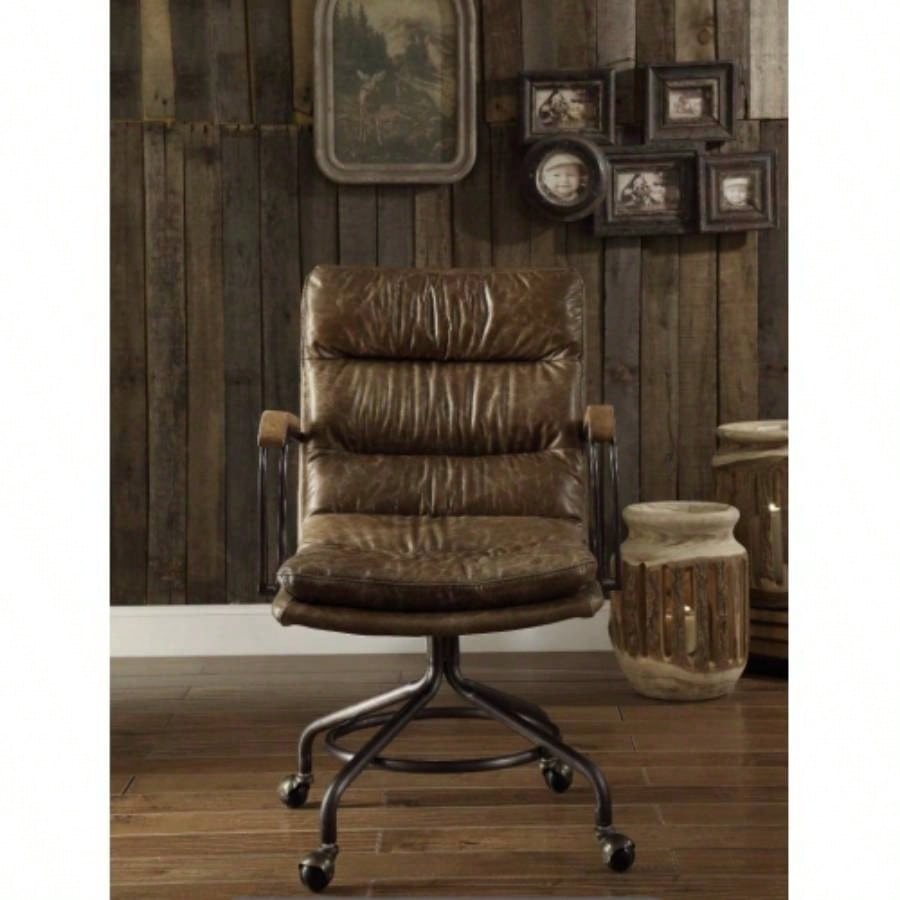 Harith Vintage Whiskey Top Grain Leather Office Chair