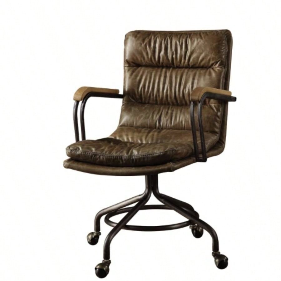 Harith Vintage Whiskey Top Grain Leather Office Chair