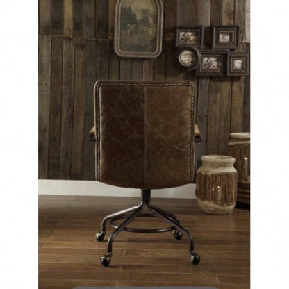 Harith Vintage Whiskey Top Grain Leather Office Chair