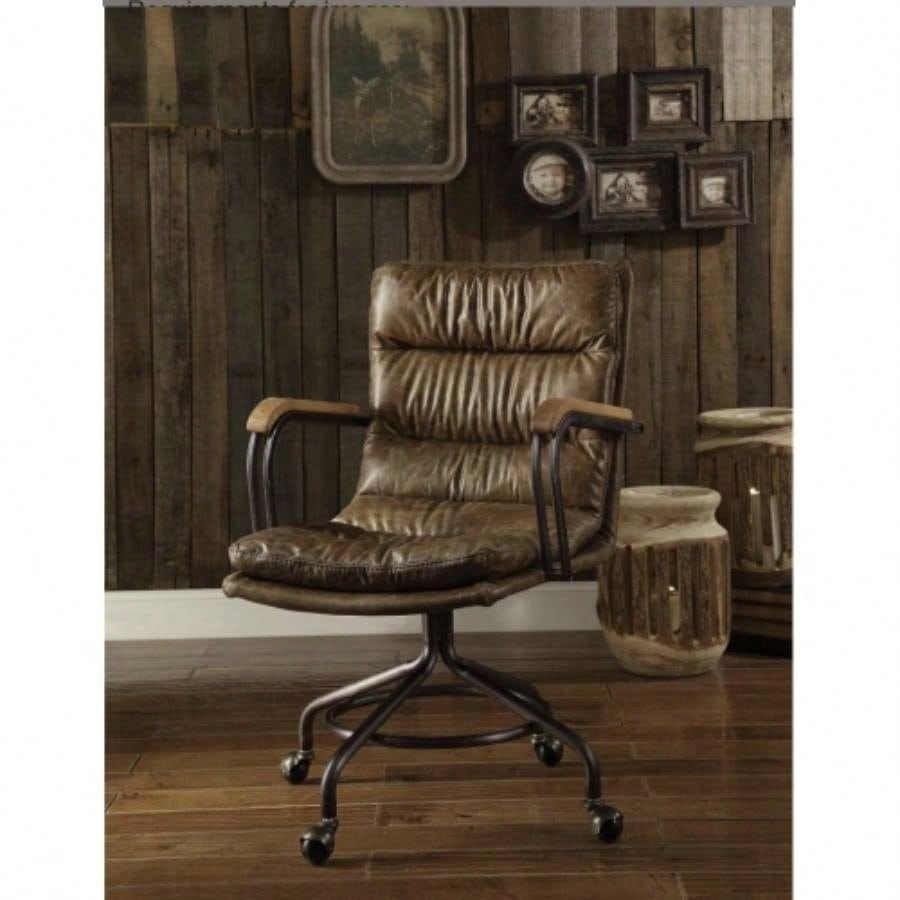 Harith Vintage Whiskey Top Grain Leather Office Chair