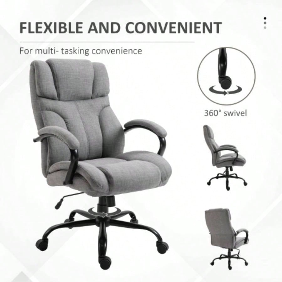 500lbs Big and Tall Office Chair with Wide, Ergonomic Executive Computer Chair with Adjustable Height, Swivel Wheels and Linen, Light