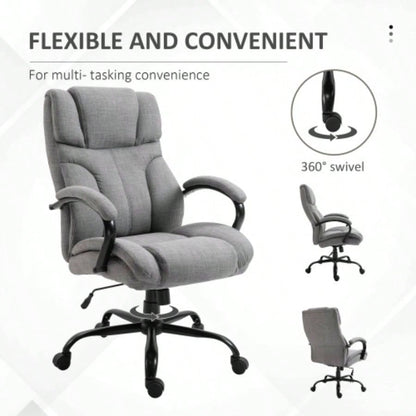 500lbs Big and Tall Office Chair with Wide, Ergonomic Executive Computer Chair with Adjustable Height, Swivel Wheels and Linen, Light