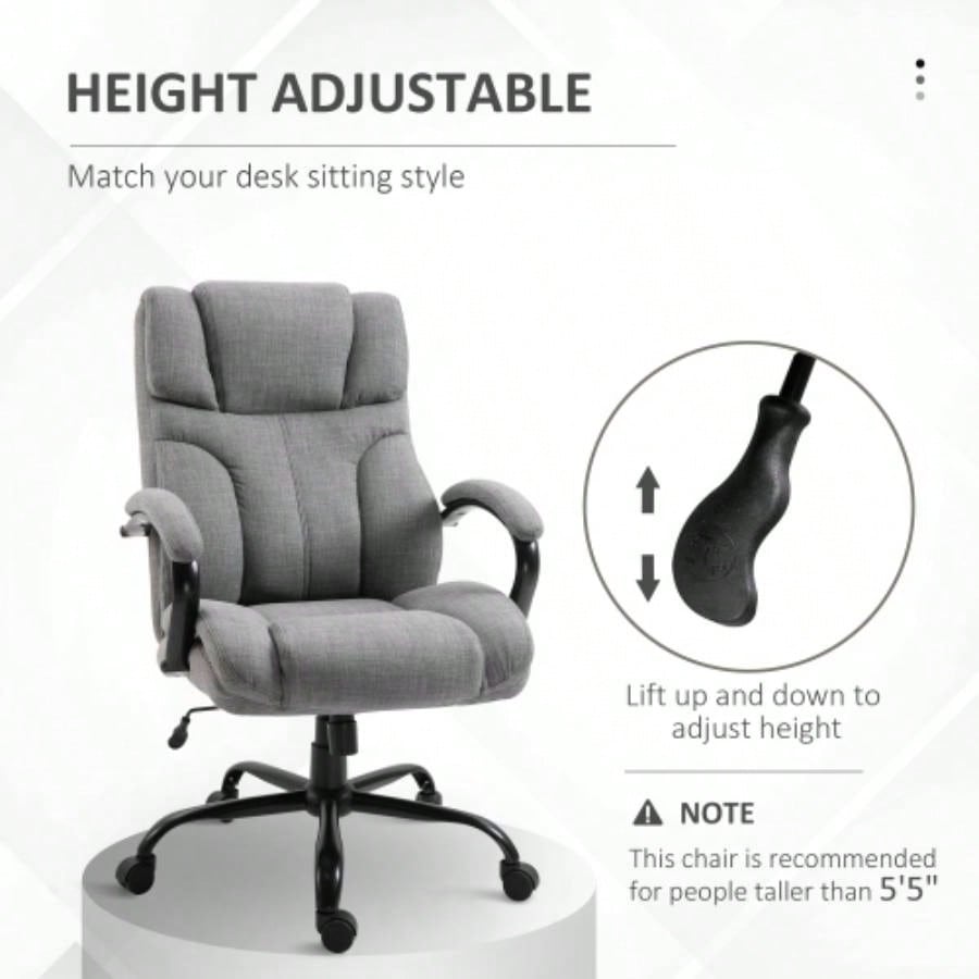 500lbs Big and Tall Office Chair with Wide, Ergonomic Executive Computer Chair with Adjustable Height, Swivel Wheels and Linen, Light