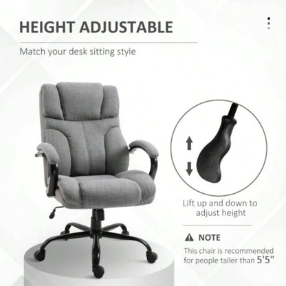 500lbs Big and Tall Office Chair with Wide, Ergonomic Executive Computer Chair with Adjustable Height, Swivel Wheels and Linen, Light