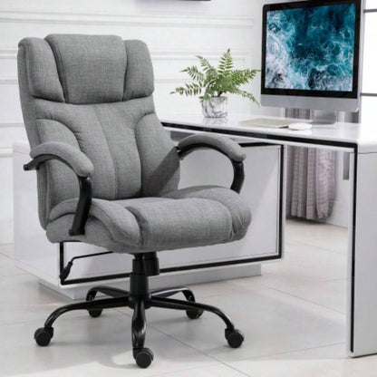 500lbs Big and Tall Office Chair with Wide, Ergonomic Executive Computer Chair with Adjustable Height, Swivel Wheels and Linen, Light