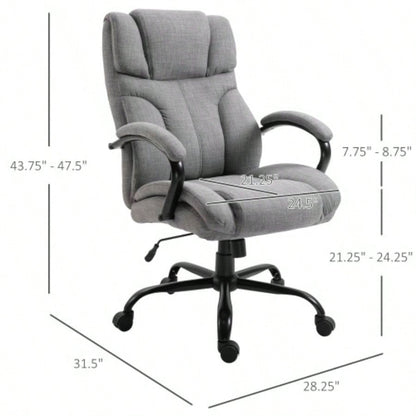 500lbs Big and Tall Office Chair with Wide, Ergonomic Executive Computer Chair with Adjustable Height, Swivel Wheels and Linen, Light
