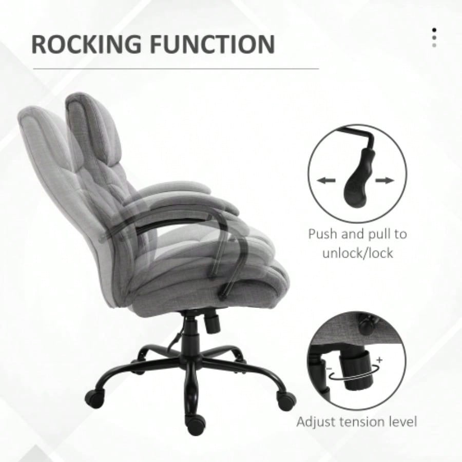 500lbs Big and Tall Office Chair with Wide, Ergonomic Executive Computer Chair with Adjustable Height, Swivel Wheels and Linen, Light