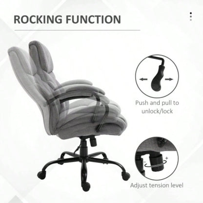 500lbs Big and Tall Office Chair with Wide, Ergonomic Executive Computer Chair with Adjustable Height, Swivel Wheels and Linen, Light