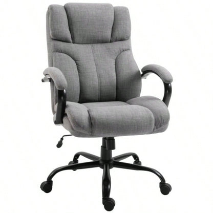 500lbs Big and Tall Office Chair with Wide, Ergonomic Executive Computer Chair with Adjustable Height, Swivel Wheels and Linen, Light