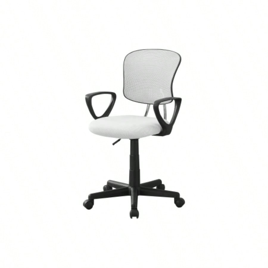Office Chair, Adjustable Height, Swivel, Ergonomic, Armrests, Computer Desk, Work, Juvenile, White Mesh, Black Metal, Contemporary, Modern