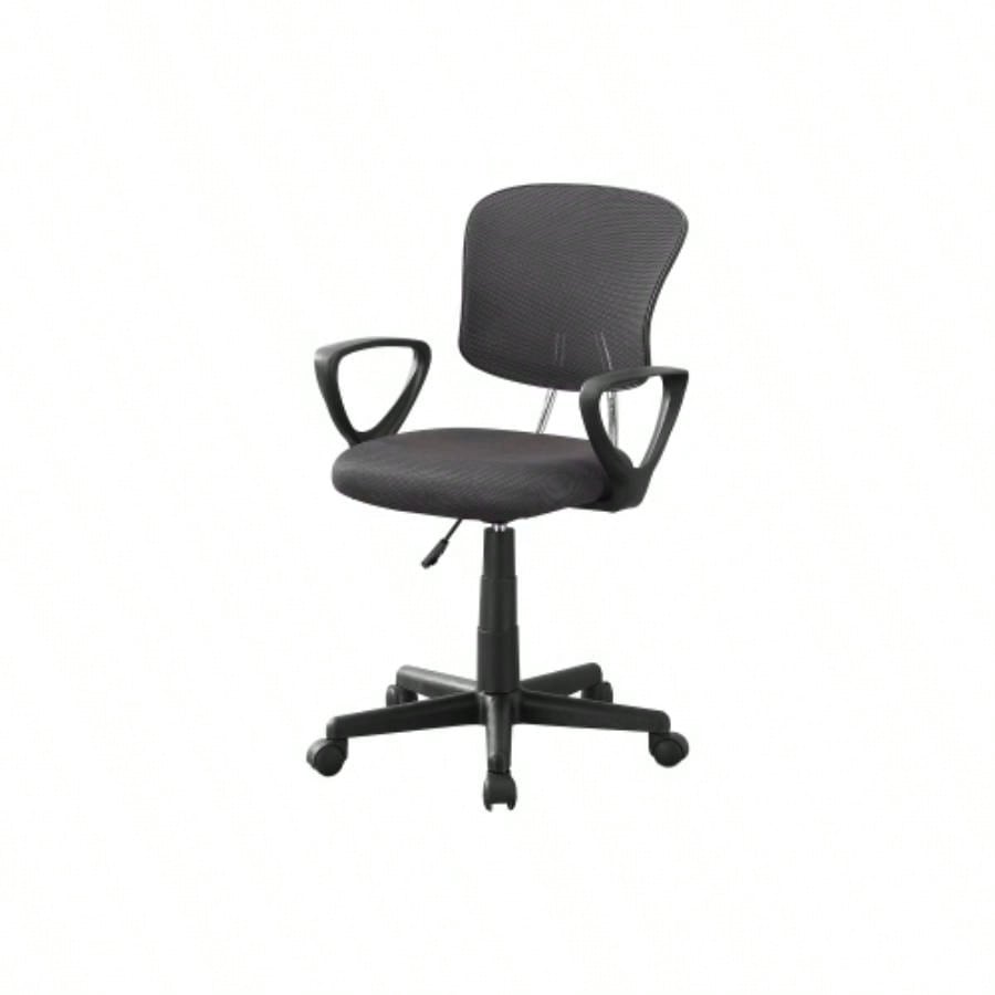 Office Chair, Adjustable Height, Swivel, Ergonomic, Armrests, Computer Desk, Work, Juvenile, Mesh, Black Metal, Contemporary, Modern