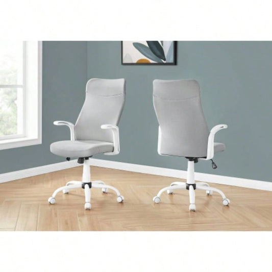 Office Chair, Adjustable Height, Swivel, Ergonomic, Armrests, Computer Desk, Work, Mesh, White Metal, Contemporary, Modern