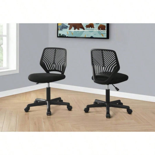 Office Chair, Adjustable Height, Swivel, Ergonomic, Computer Desk, Work, Juvenile, Black Mesh, Black Metal, Contemporary, Modern