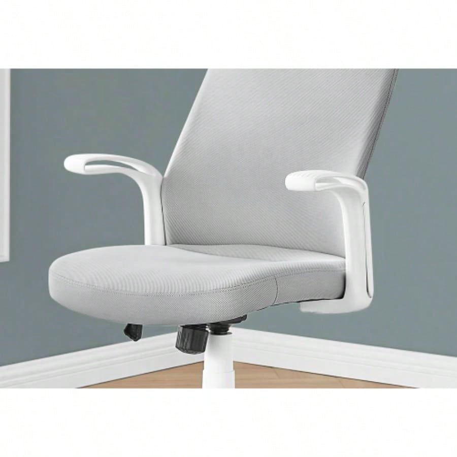 Office Chair, Adjustable Height, Swivel, Ergonomic, Armrests, Computer Desk, Work, Mesh, White Metal, Contemporary, Modern