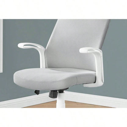 Office Chair, Adjustable Height, Swivel, Ergonomic, Armrests, Computer Desk, Work, Mesh, White Metal, Contemporary, Modern