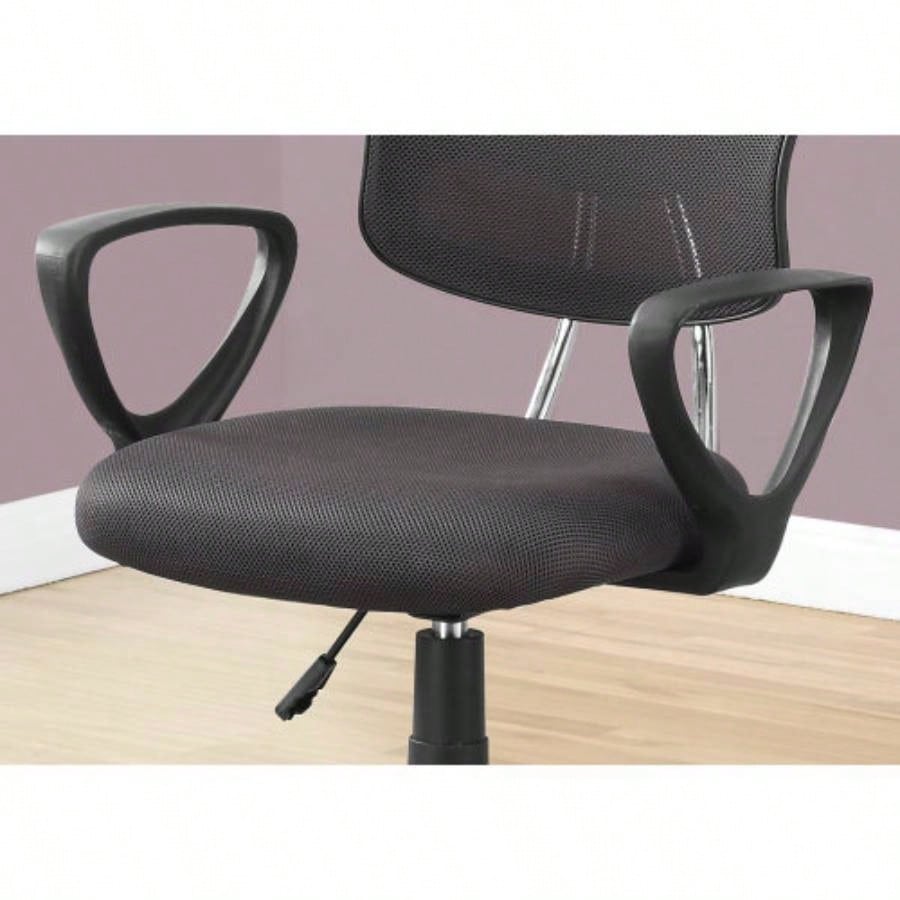 Office Chair, Adjustable Height, Swivel, Ergonomic, Armrests, Computer Desk, Work, Juvenile, Mesh, Black Metal, Contemporary, Modern