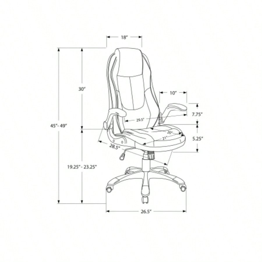 Office Chair, Adjustable Height, Swivel, Ergonomic, Armrests, Computer Desk, Work, Black Leather Look, Black Metal, Contemporary, Modern