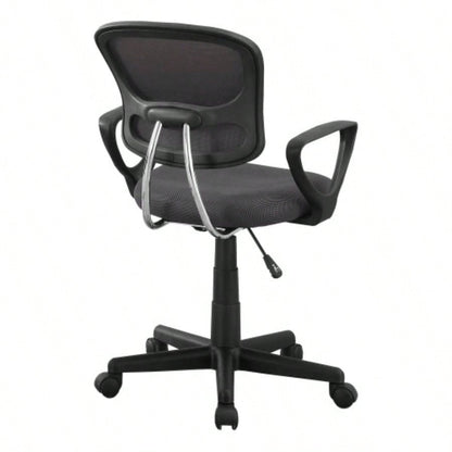 Office Chair, Adjustable Height, Swivel, Ergonomic, Armrests, Computer Desk, Work, Juvenile, Mesh, Black Metal, Contemporary, Modern