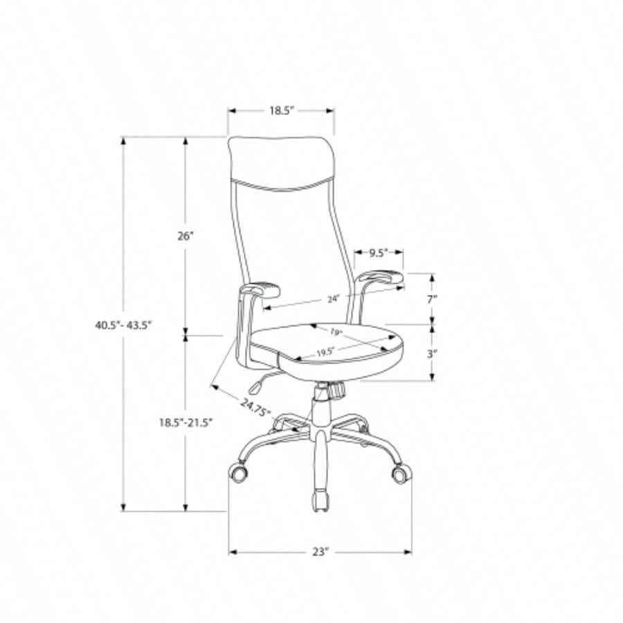 Office Chair, Adjustable Height, Swivel, Ergonomic, Armrests, Computer Desk, Work, Mesh, White Metal, Contemporary, Modern