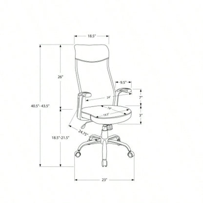 Office Chair, Adjustable Height, Swivel, Ergonomic, Armrests, Computer Desk, Work, Mesh, White Metal, Contemporary, Modern