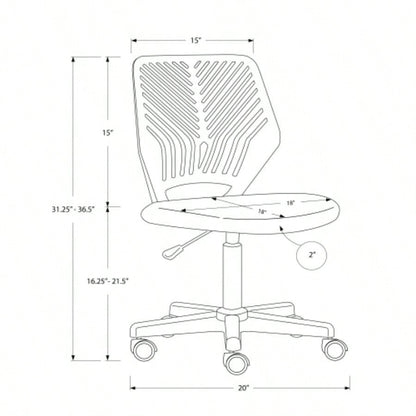 Office Chair, Adjustable Height, Swivel, Ergonomic, Computer Desk, Work, Juvenile, Black Mesh, Black Metal, Contemporary, Modern