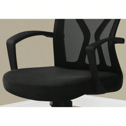 Office Chair, Adjustable Height, Swivel, Ergonomic, Armrests, Computer Desk, Work, Black Mesh, Black Metal, Contemporary, Modern