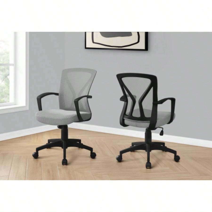 Office Chair, Adjustable Height, Swivel, Ergonomic, Armrests, Computer Desk, Work, Mesh, Black Metal, Contemporary, Modern