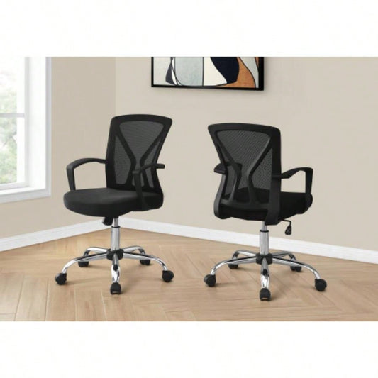 Office Chair, Adjustable Height, Swivel, Ergonomic, Armrests, Computer Desk, Work, Black Mesh, Metal, Contemporary, Modern