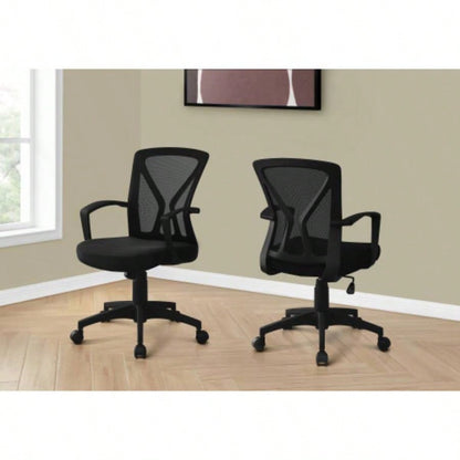 Office Chair, Adjustable Height, Swivel, Ergonomic, Armrests, Computer Desk, Work, Black Mesh, Black Metal, Contemporary, Modern