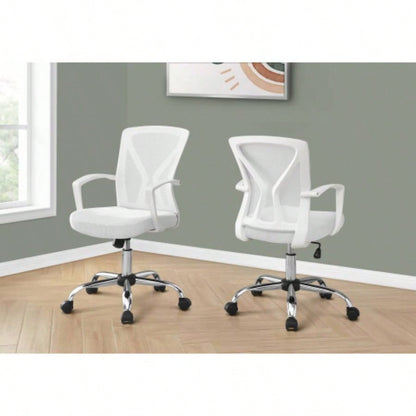 Office Chair, Adjustable Height, Swivel, Ergonomic, Armrests, Computer Desk, Work, White Mesh, Metal, Contemporary, Modern
