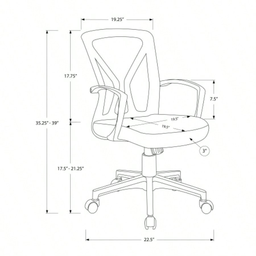 Office Chair, Adjustable Height, Swivel, Ergonomic, Armrests, Computer Desk, Work, Mesh, Black Metal, Contemporary, Modern